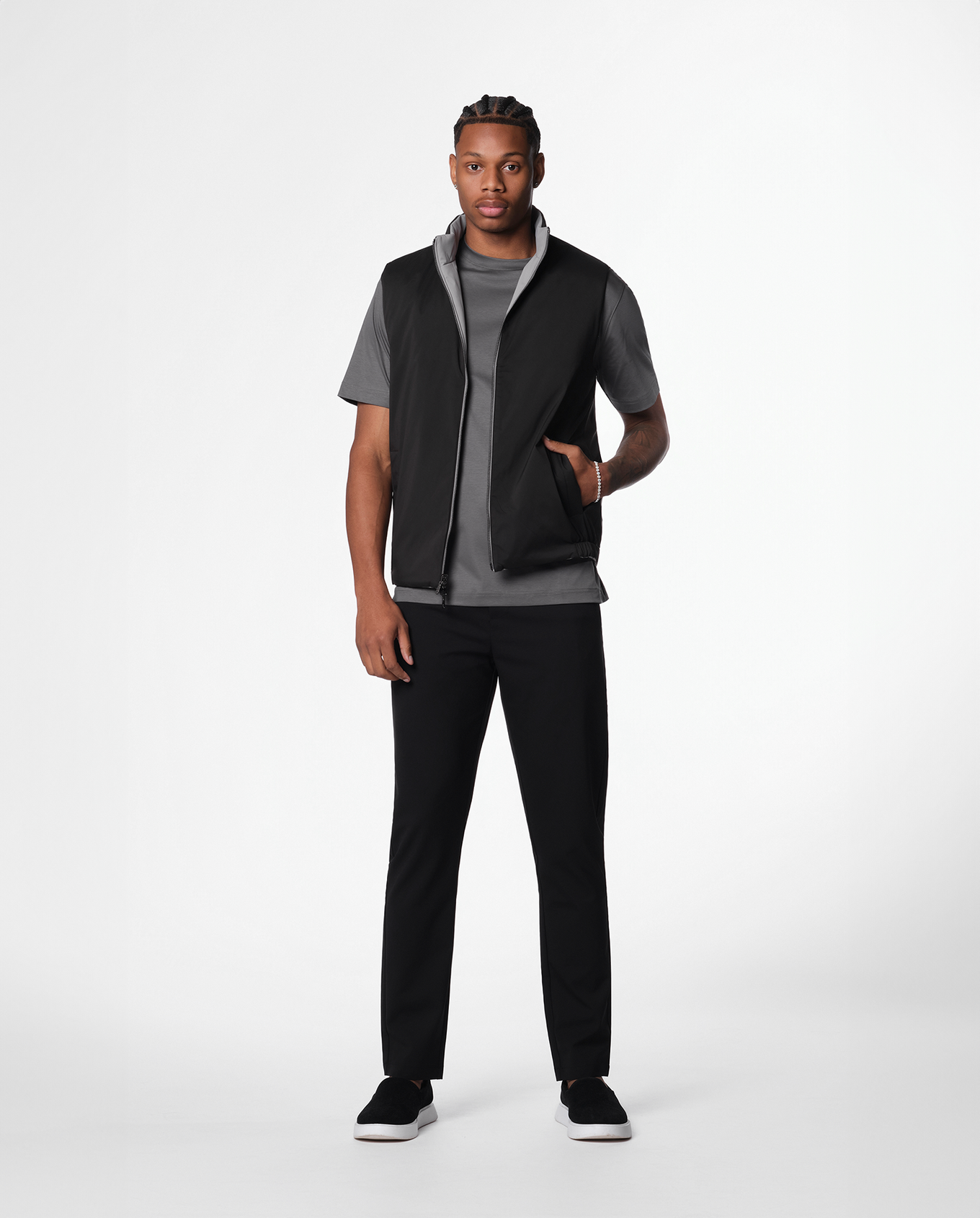 REVERSIBLE VEST - BLACK/GREY