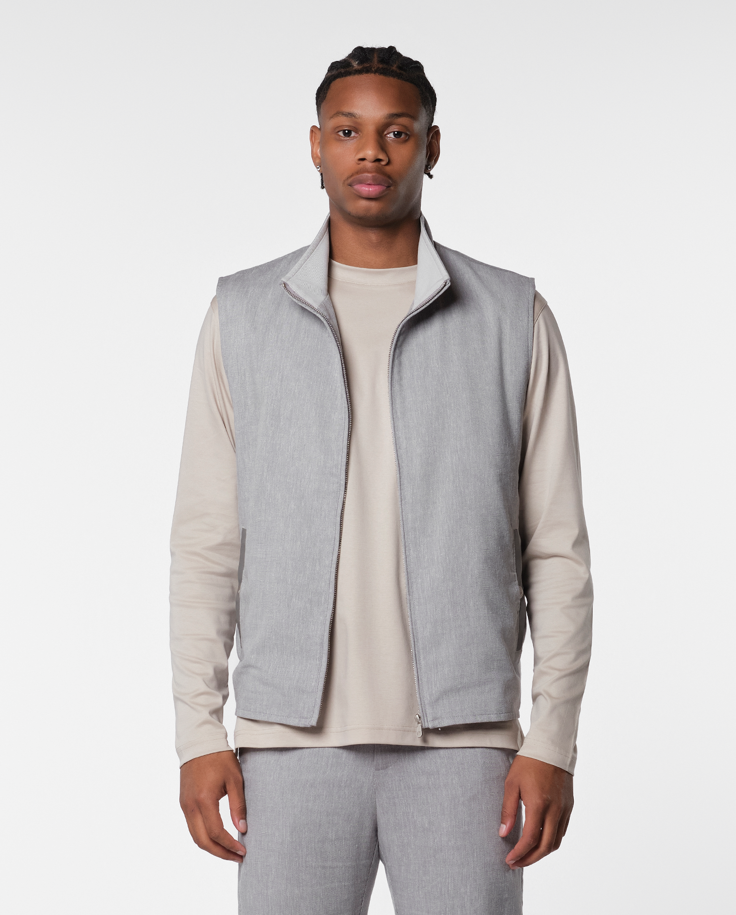 LINEN TECH GILET - IVORY