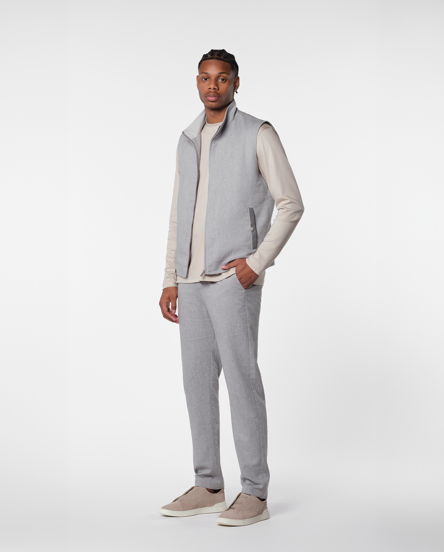 LINEN TECH GILET - IVORY