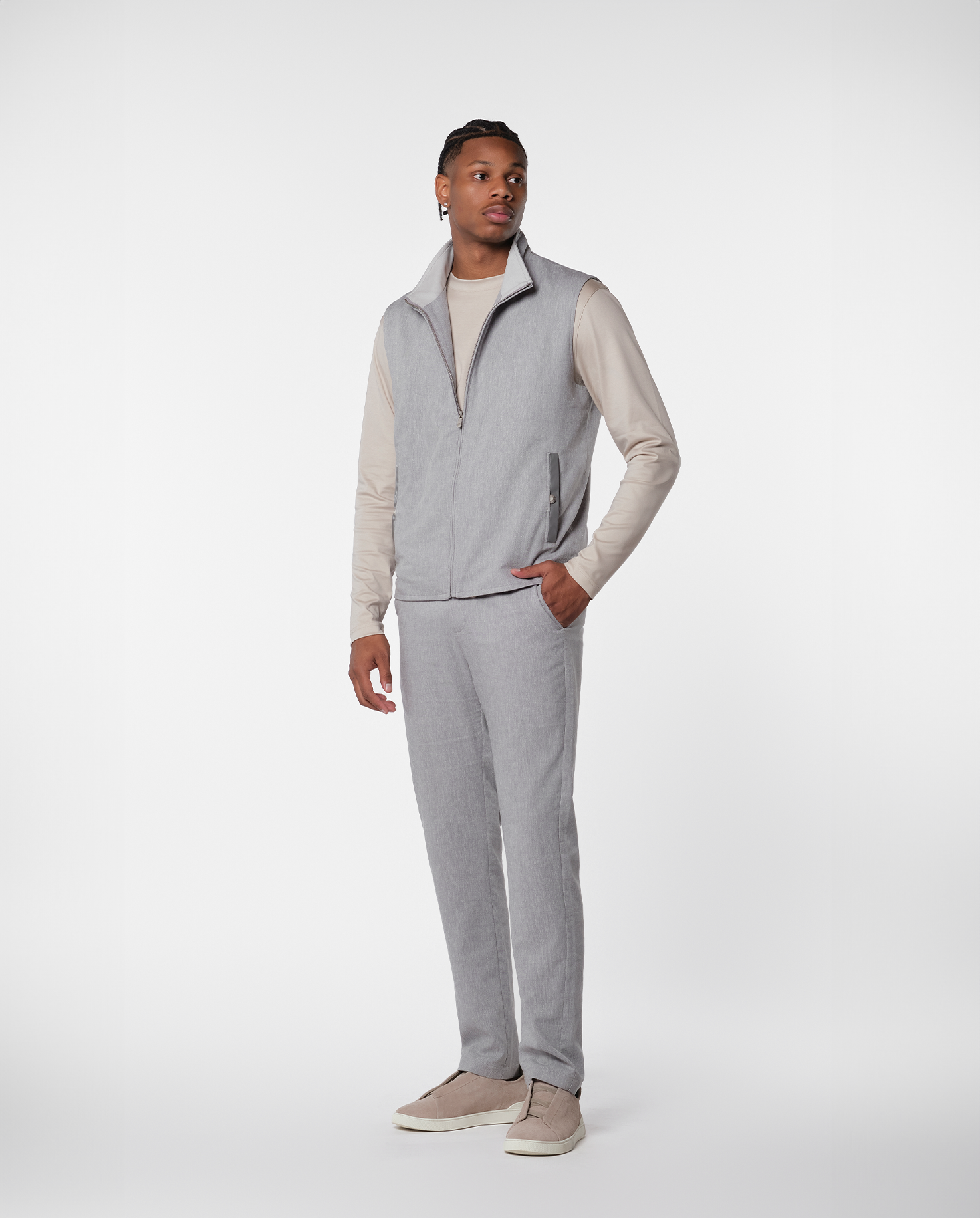 LINEN TECH GILET - IVORY