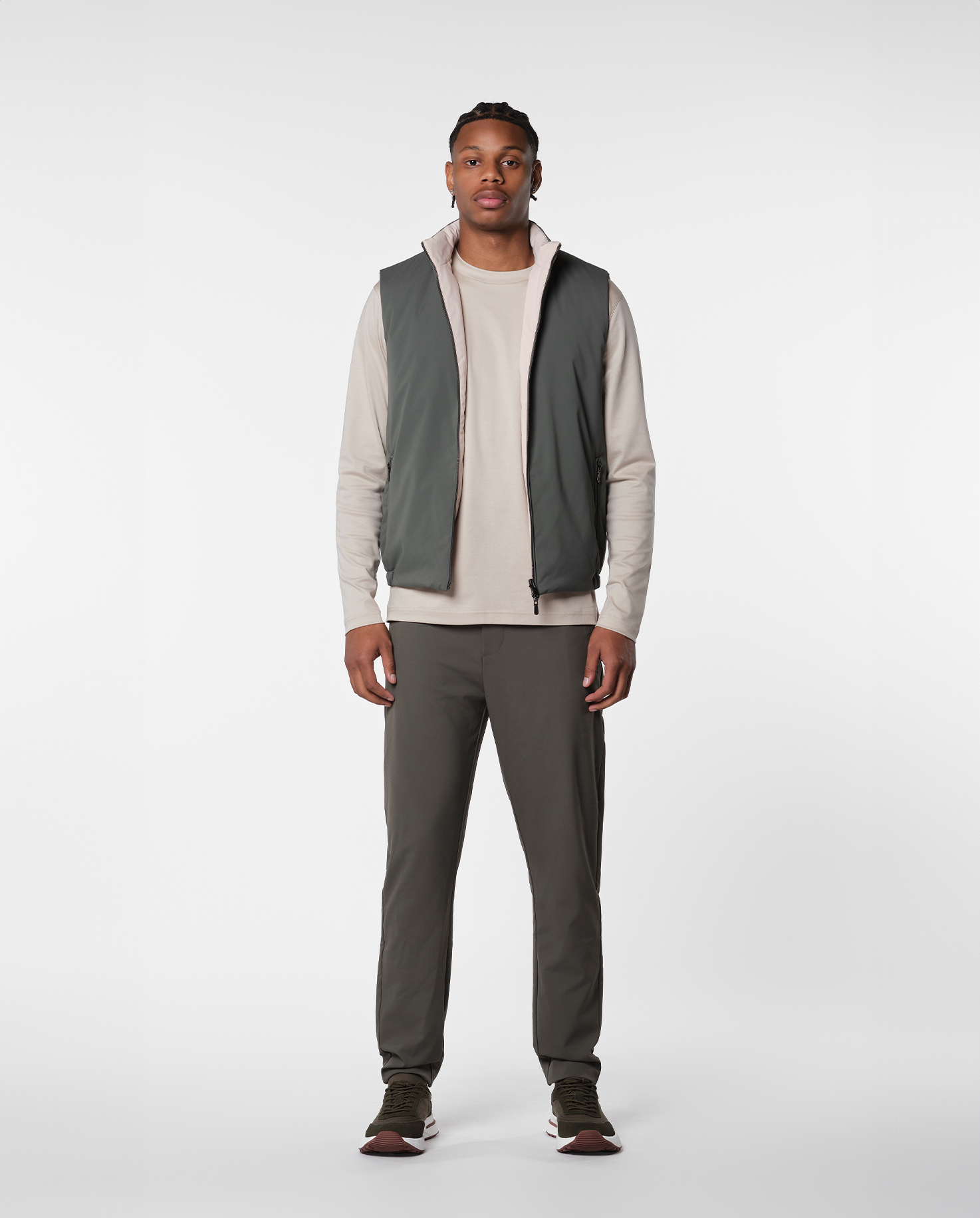 REVERSIBLE VEST - GREEN/BEIGE