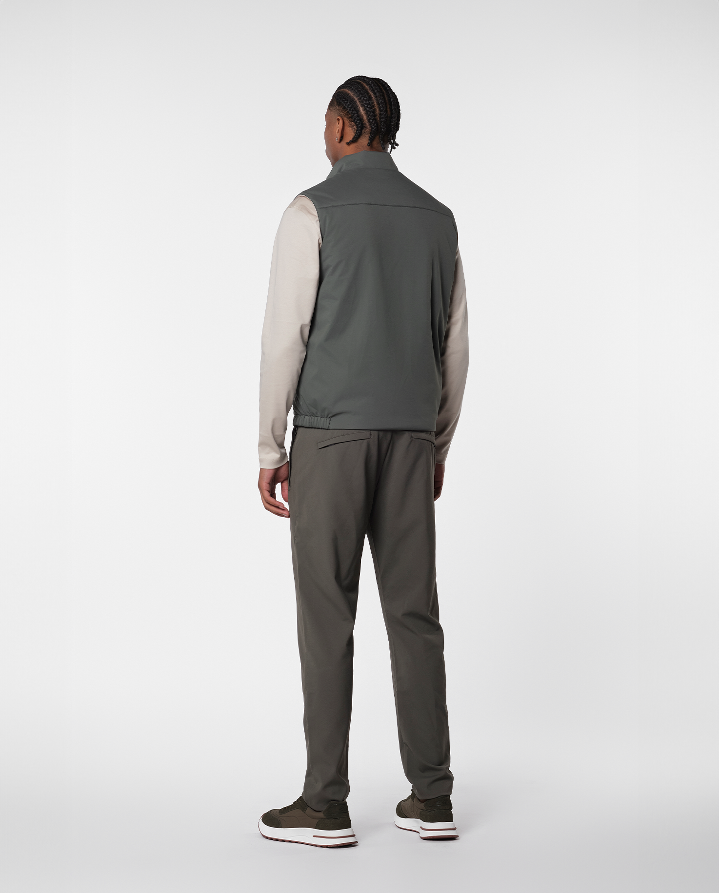 REVERSIBLE VEST - GREEN/BEIGE