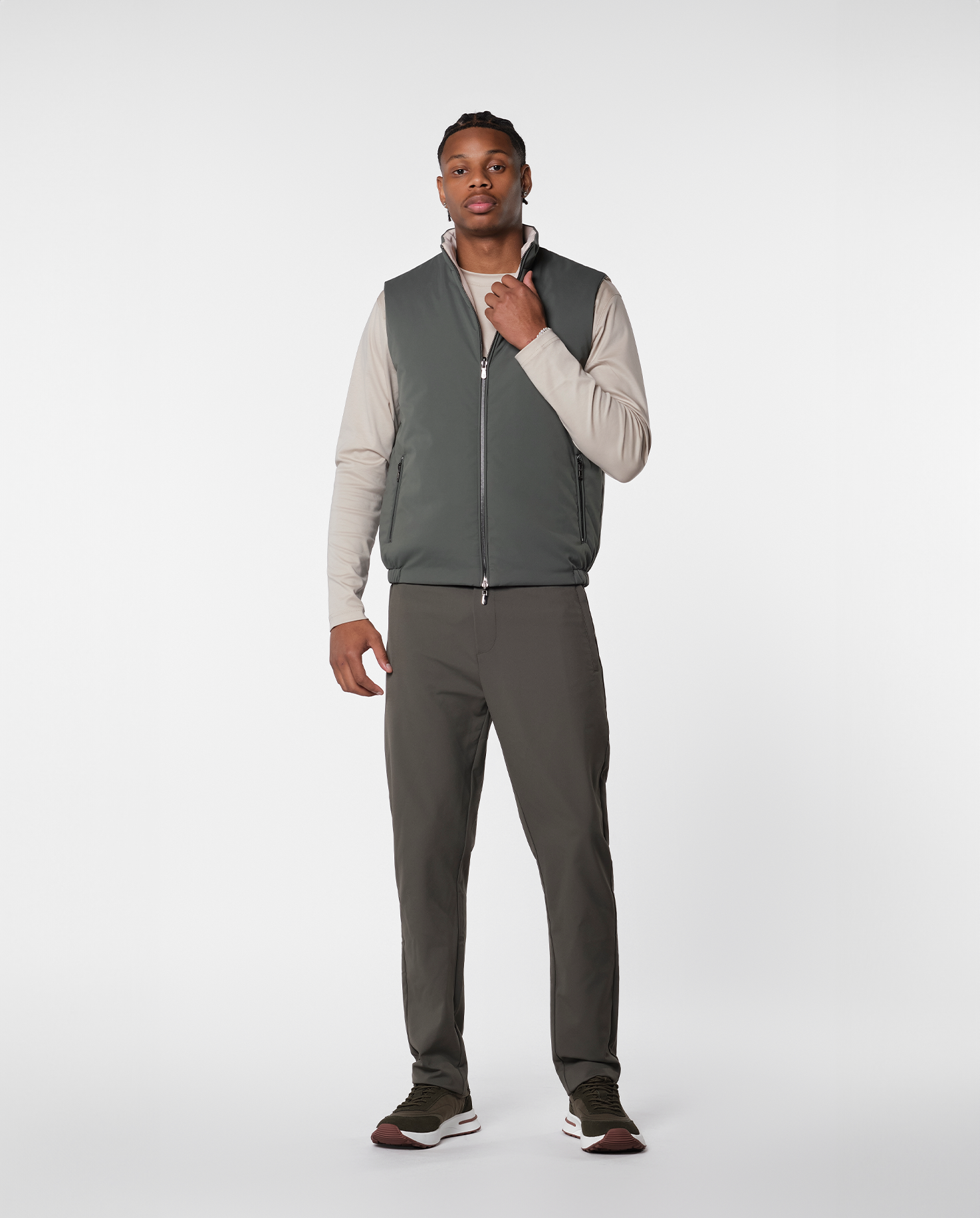 REVERSIBLE VEST - GREEN/BEIGE