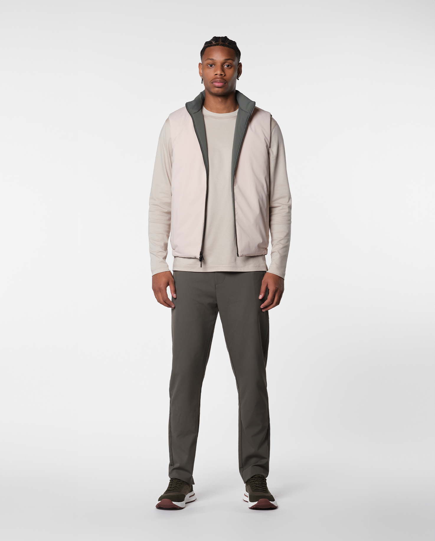 REVERSIBLE VEST - GREEN/BEIGE