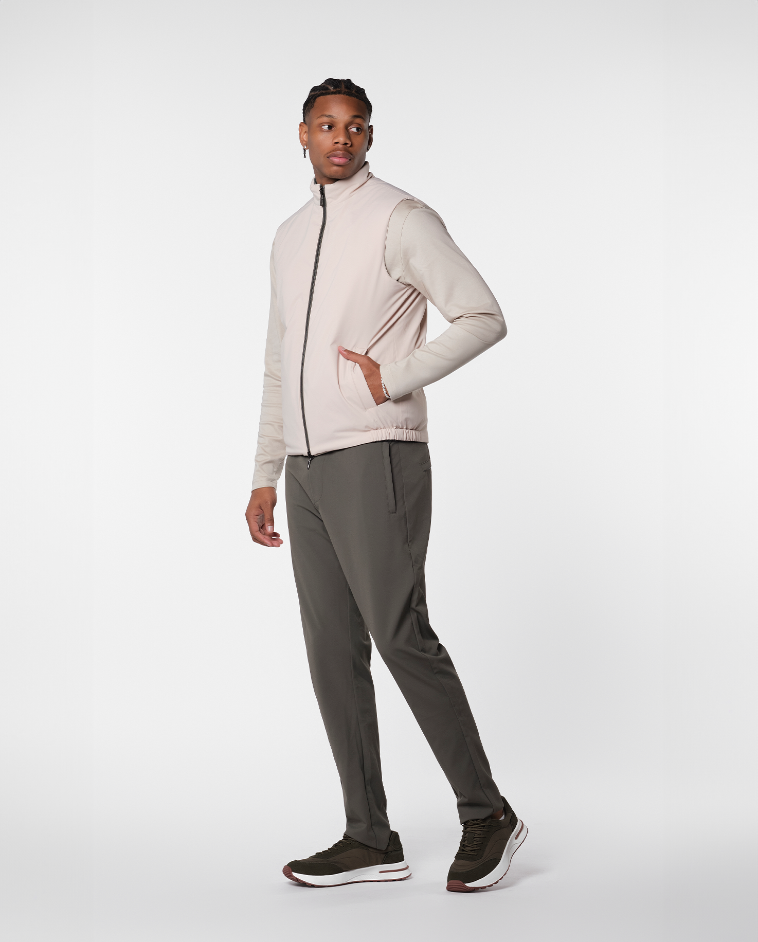 REVERSIBLE VEST - GREEN/BEIGE