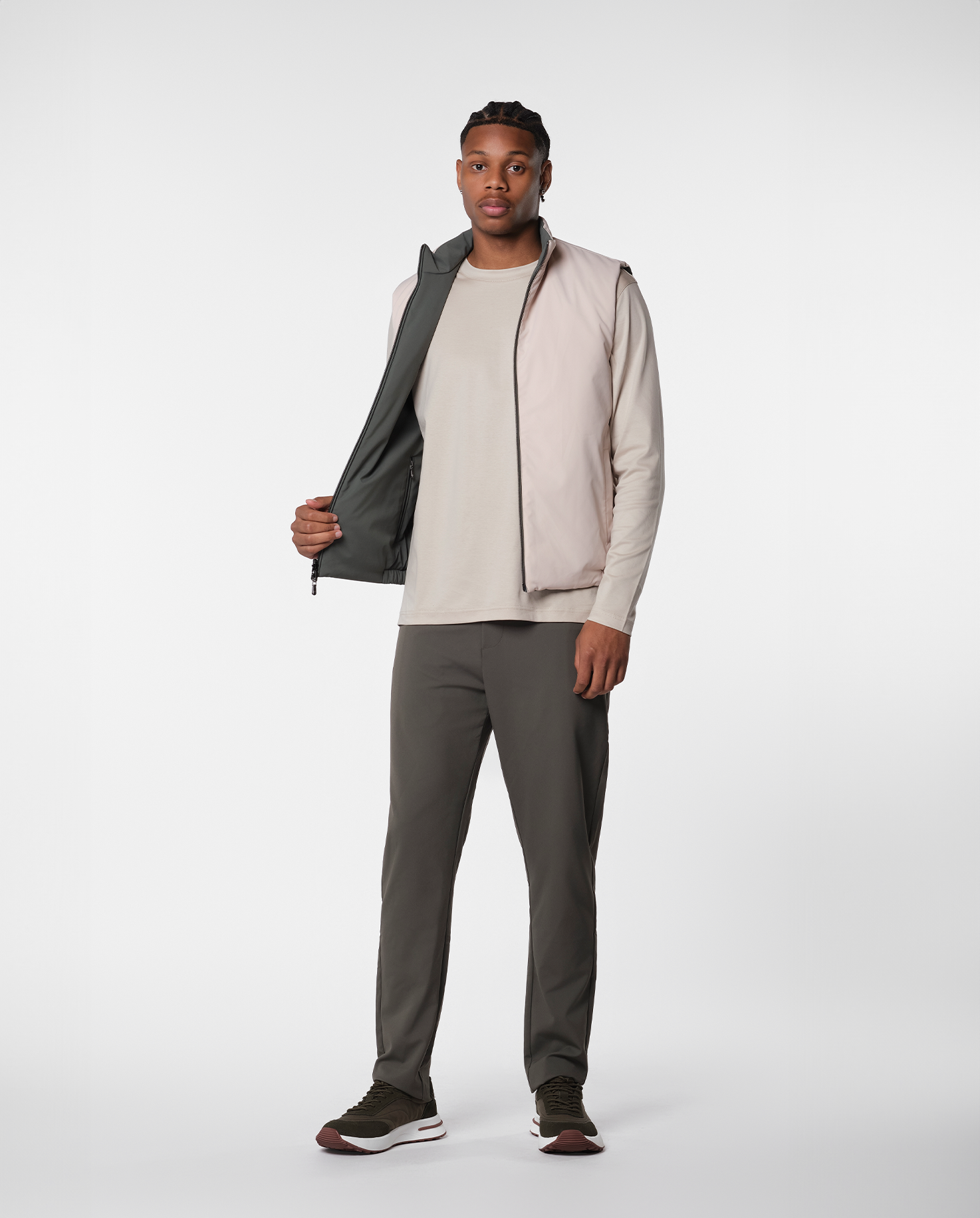 REVERSIBLE VEST - GREEN/BEIGE