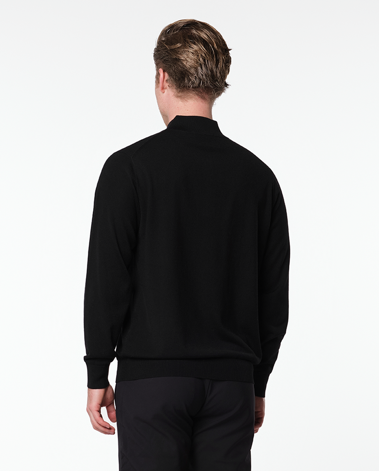 CASHWOOL HALFZIP SWEATER - BLACK