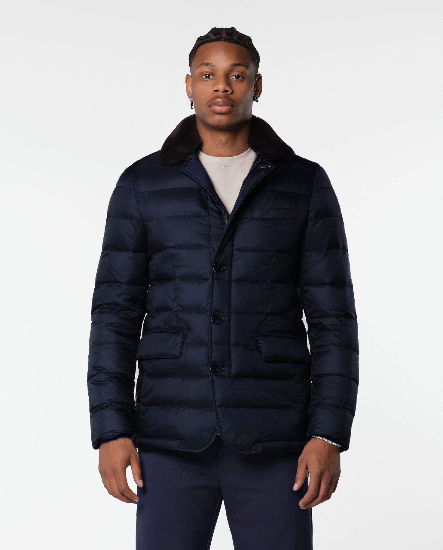 FURNECK DOWN COAT - NAVY