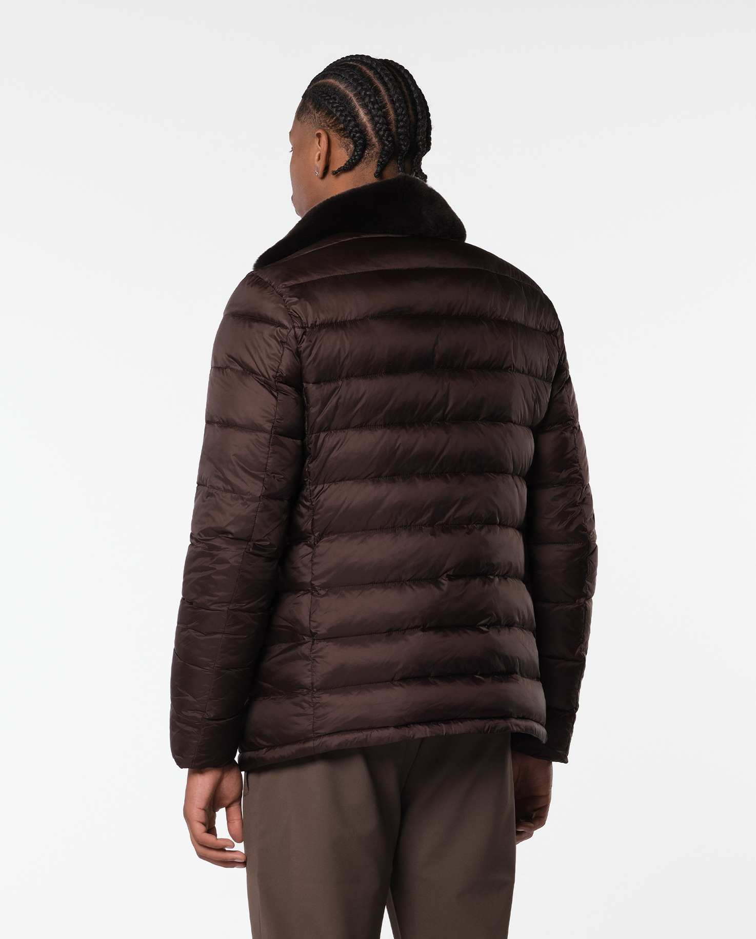 FURNECK DOWN COAT - BROWN