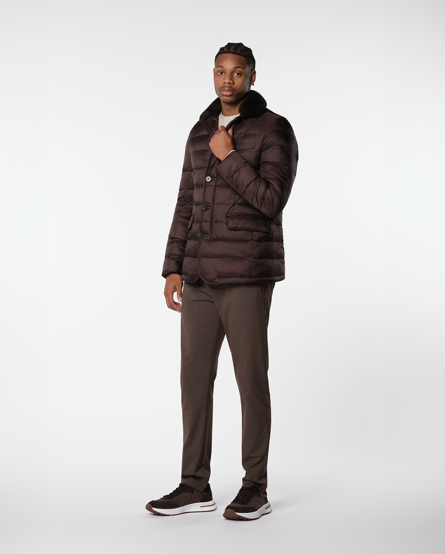 FURNECK DOWN COAT - BROWN