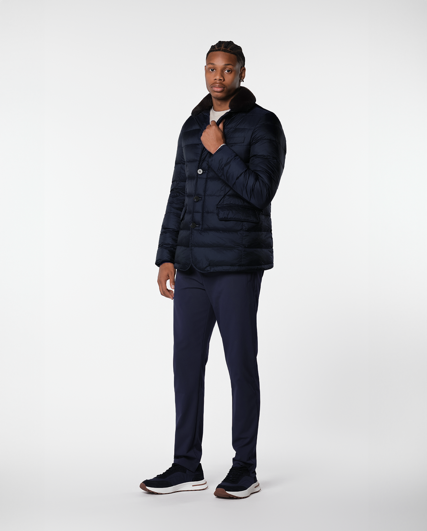 FURNECK DOWN COAT - NAVY
