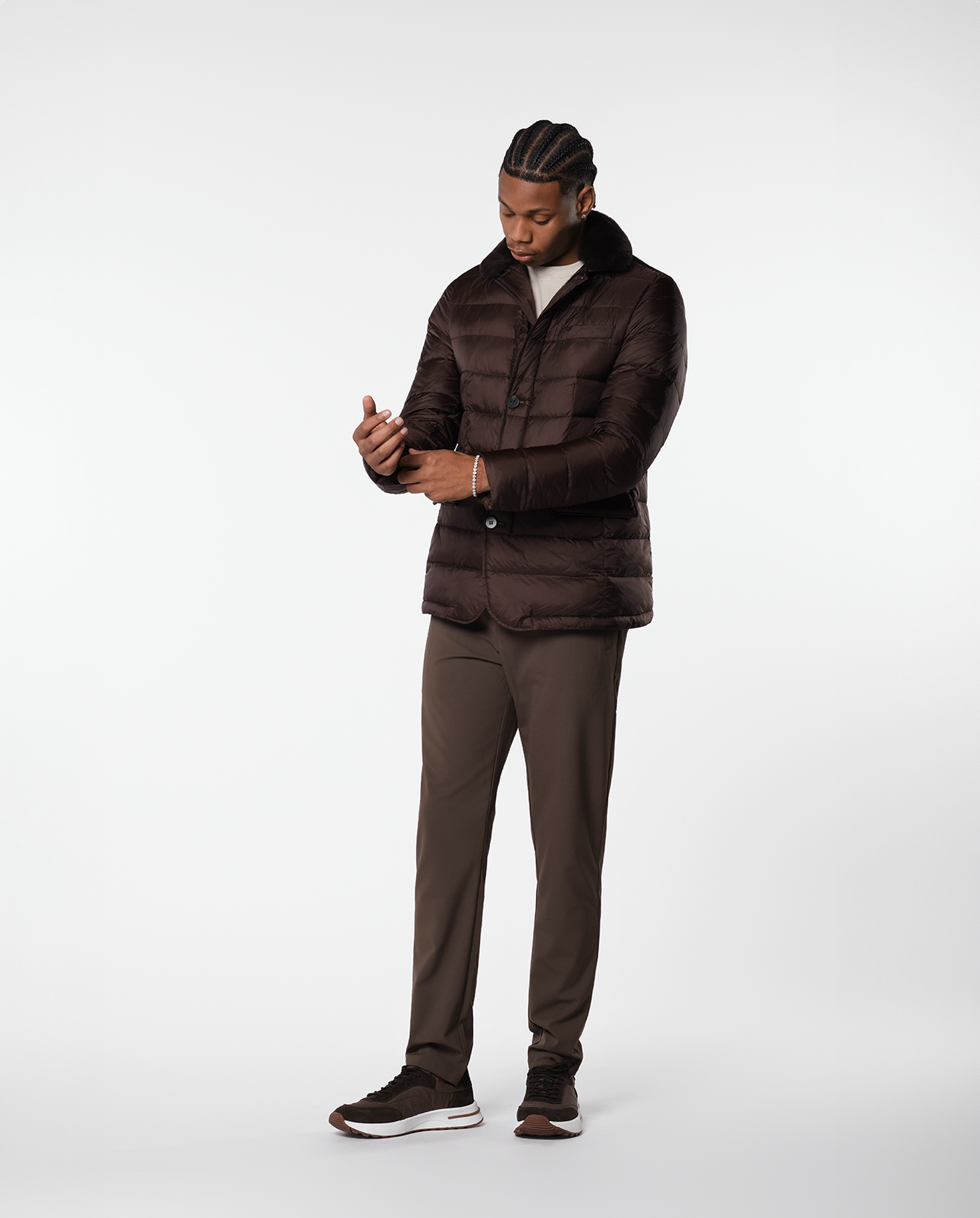 FURNECK DOWN COAT - BROWN