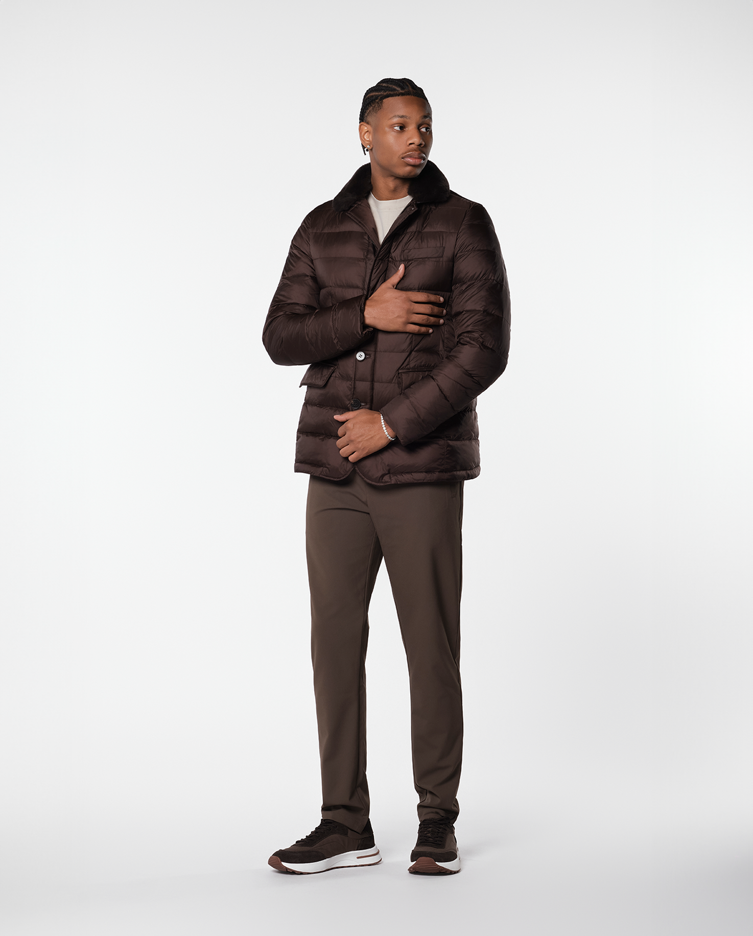 FURNECK DOWN COAT - BROWN
