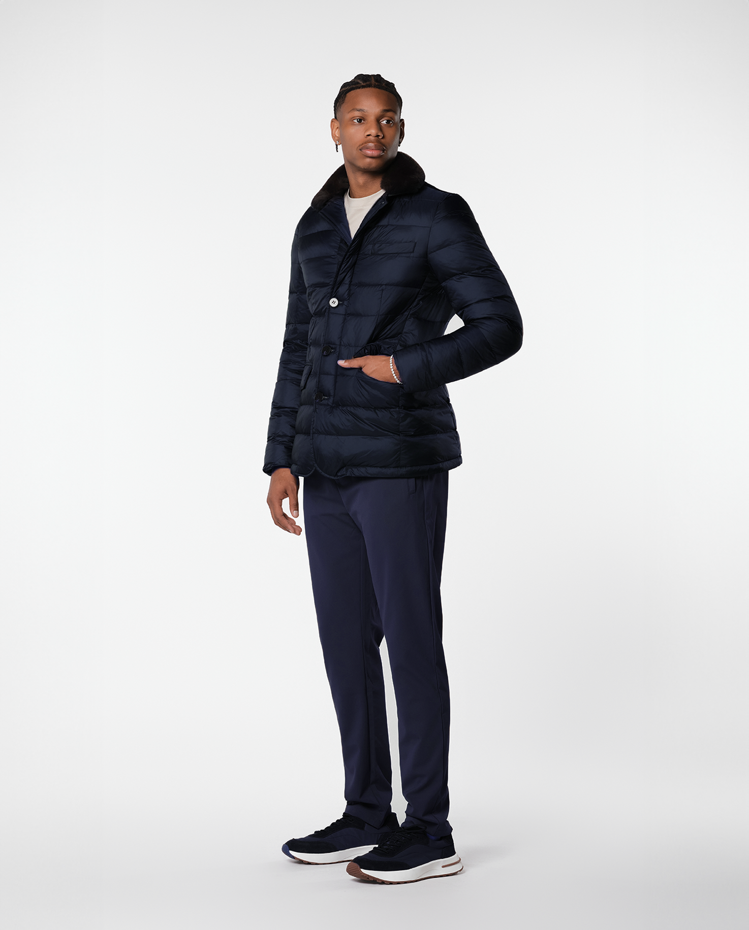 FURNECK DOWN COAT - NAVY
