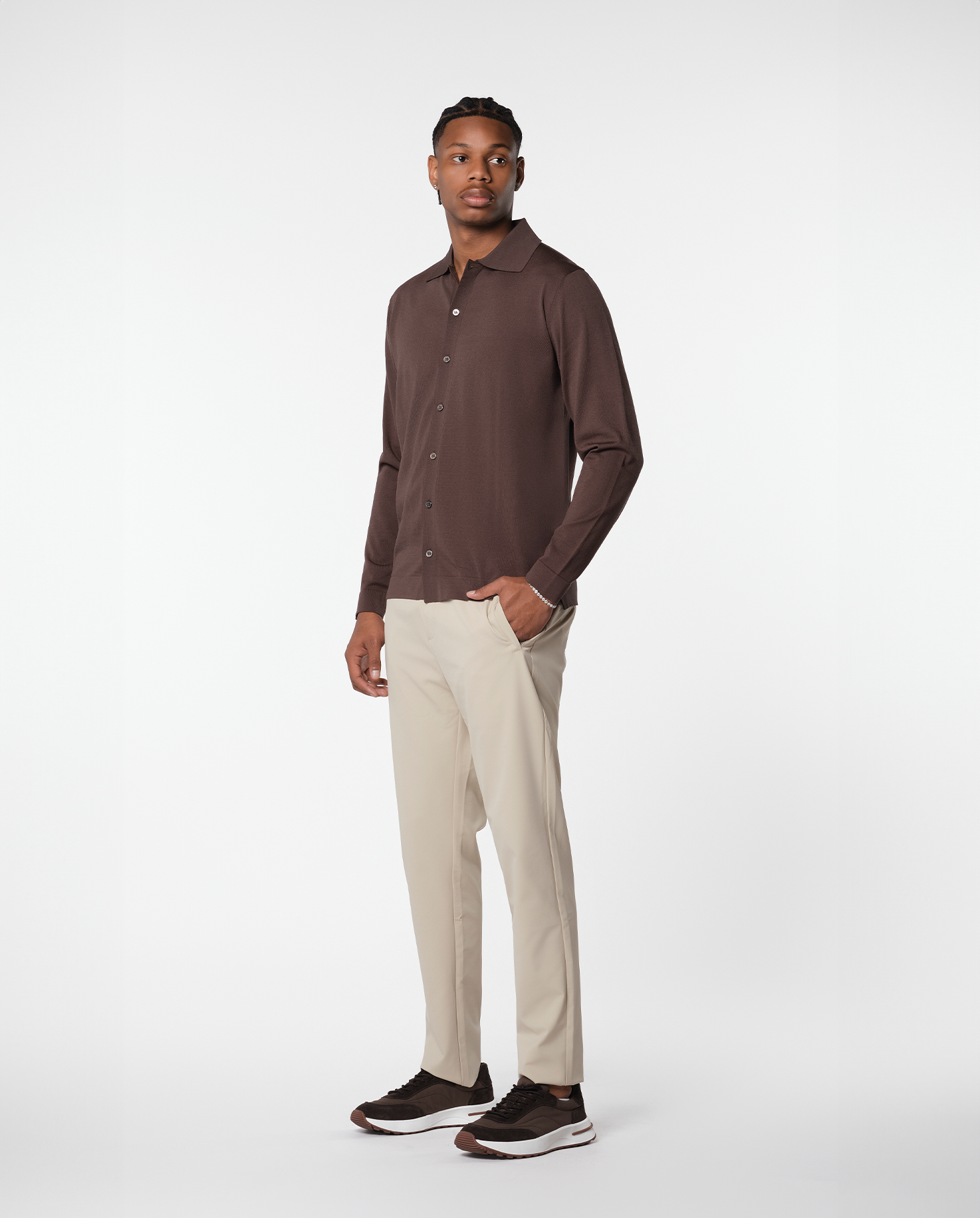 KNITTED SHIRT - BROWN