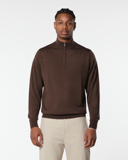 CASHWOOL HALFZIP SWEATER - BROWN