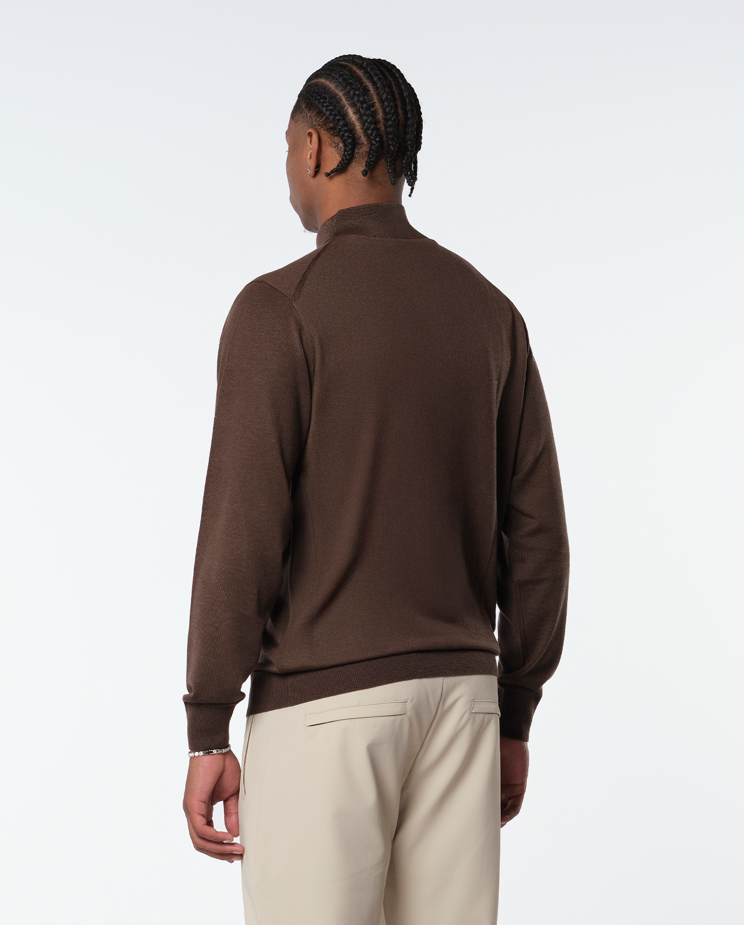CASHWOOL HALFZIP SWEATER - BROWN