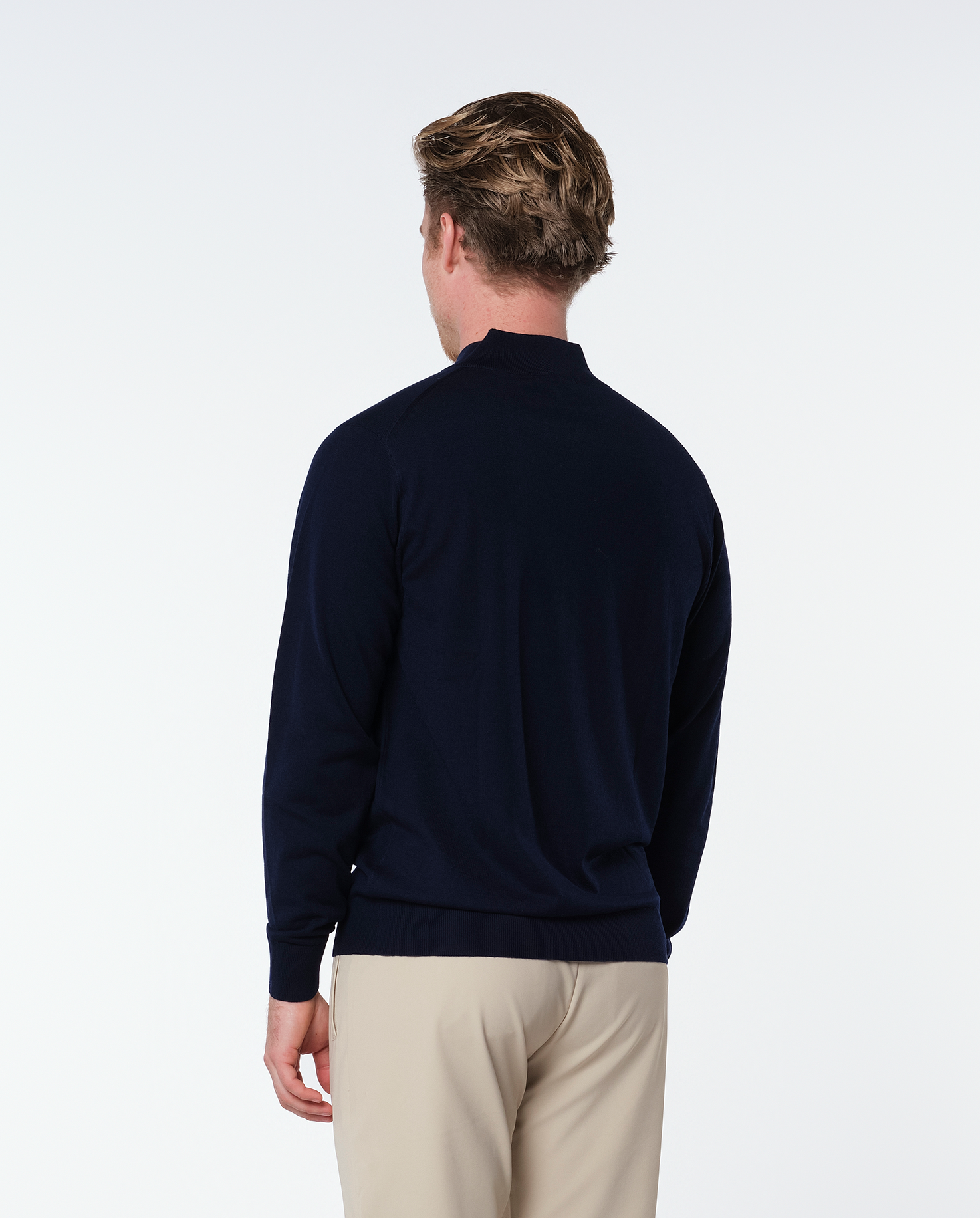 CASHWOOL HALFZIP SWEATER - NAVY