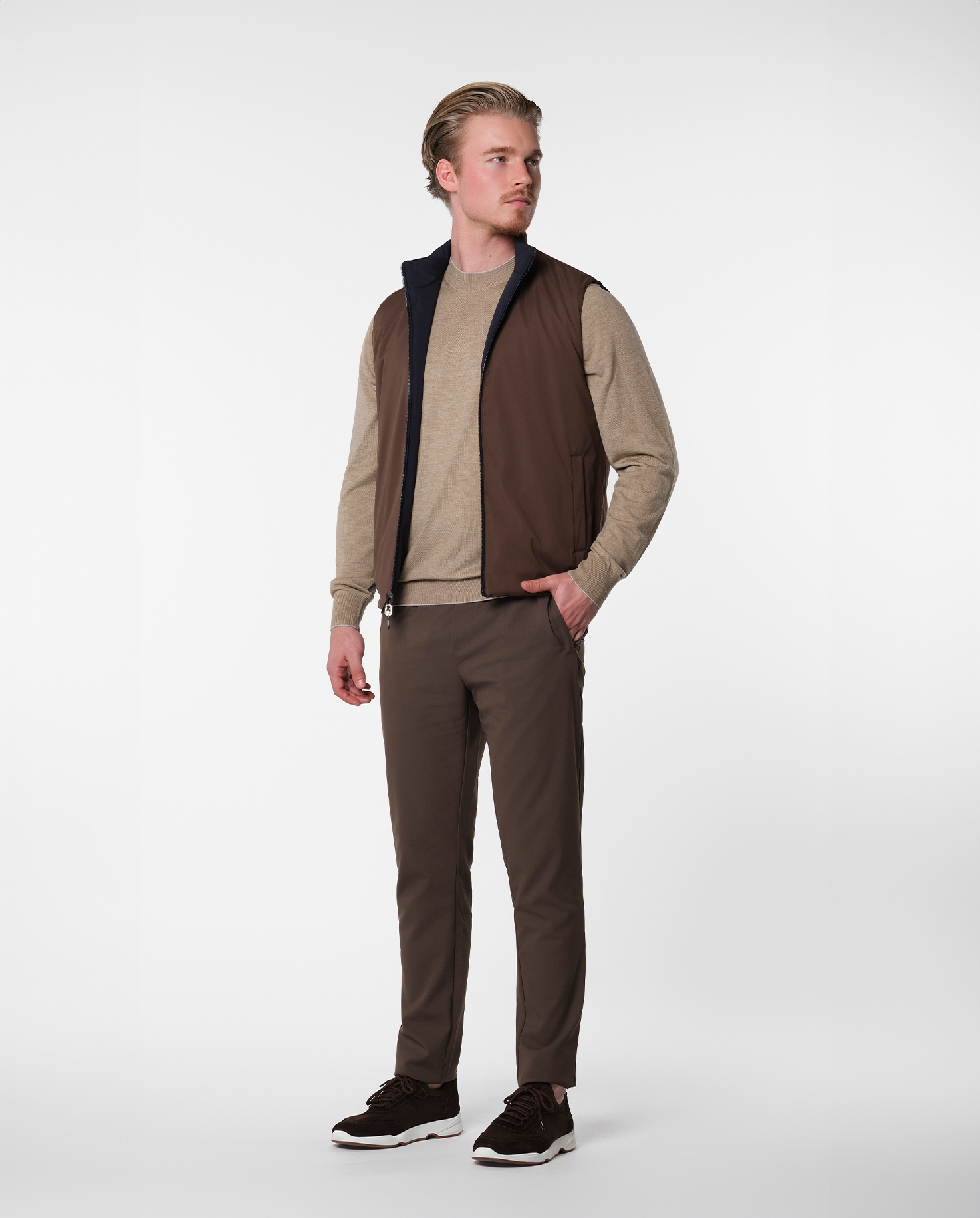 REVERSIBLE VEST - NAVY/BROWN