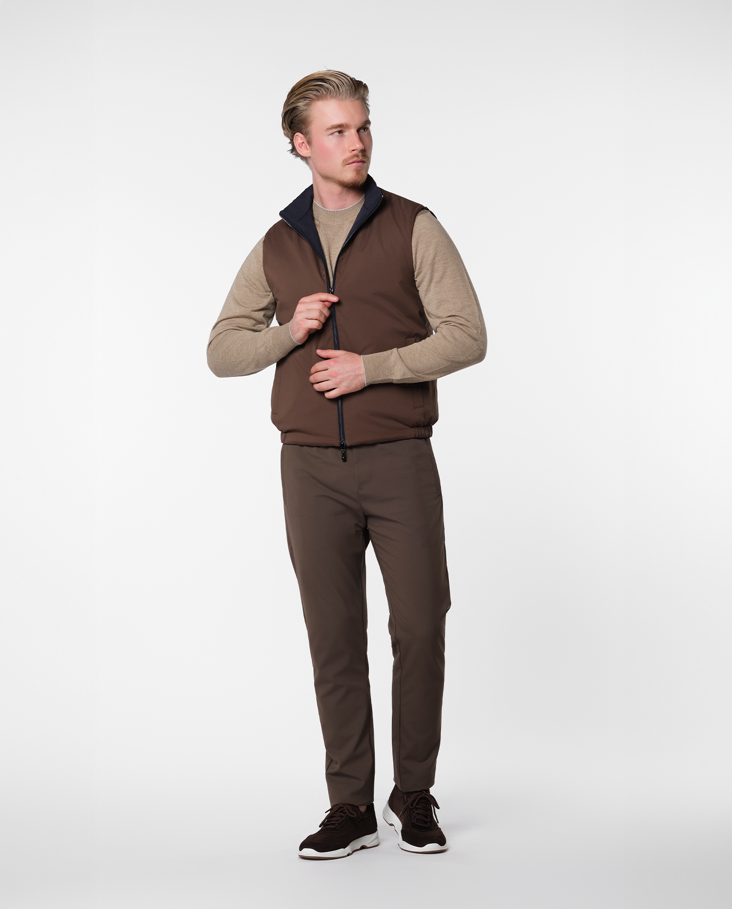 REVERSIBLE VEST - NAVY/BROWN