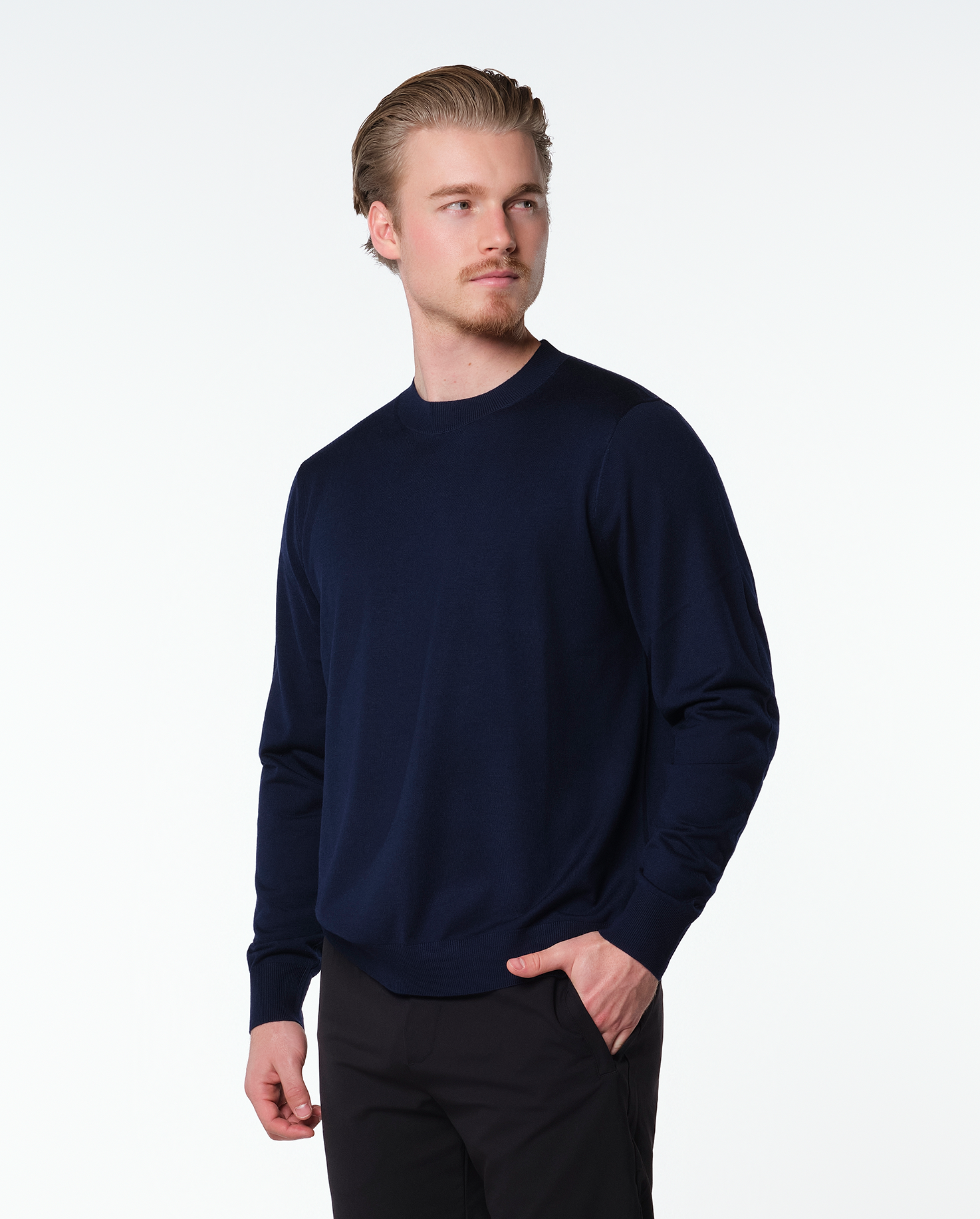 CASHWOOL CREWNECK SWEATER - NAVY