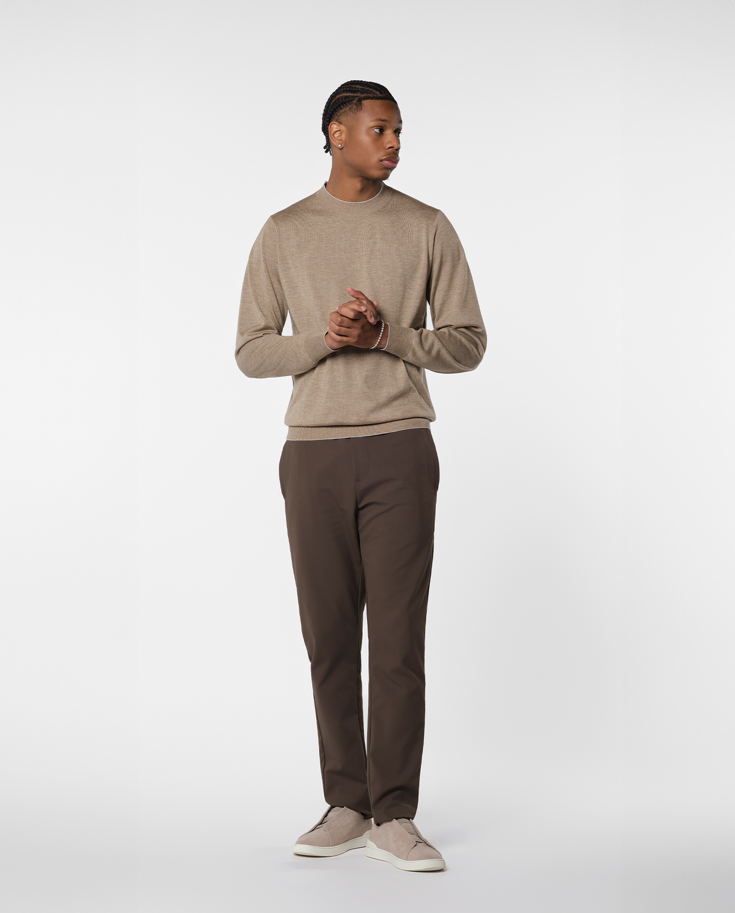 CASHWOOL CREWNECK SWEATER - BEIGE