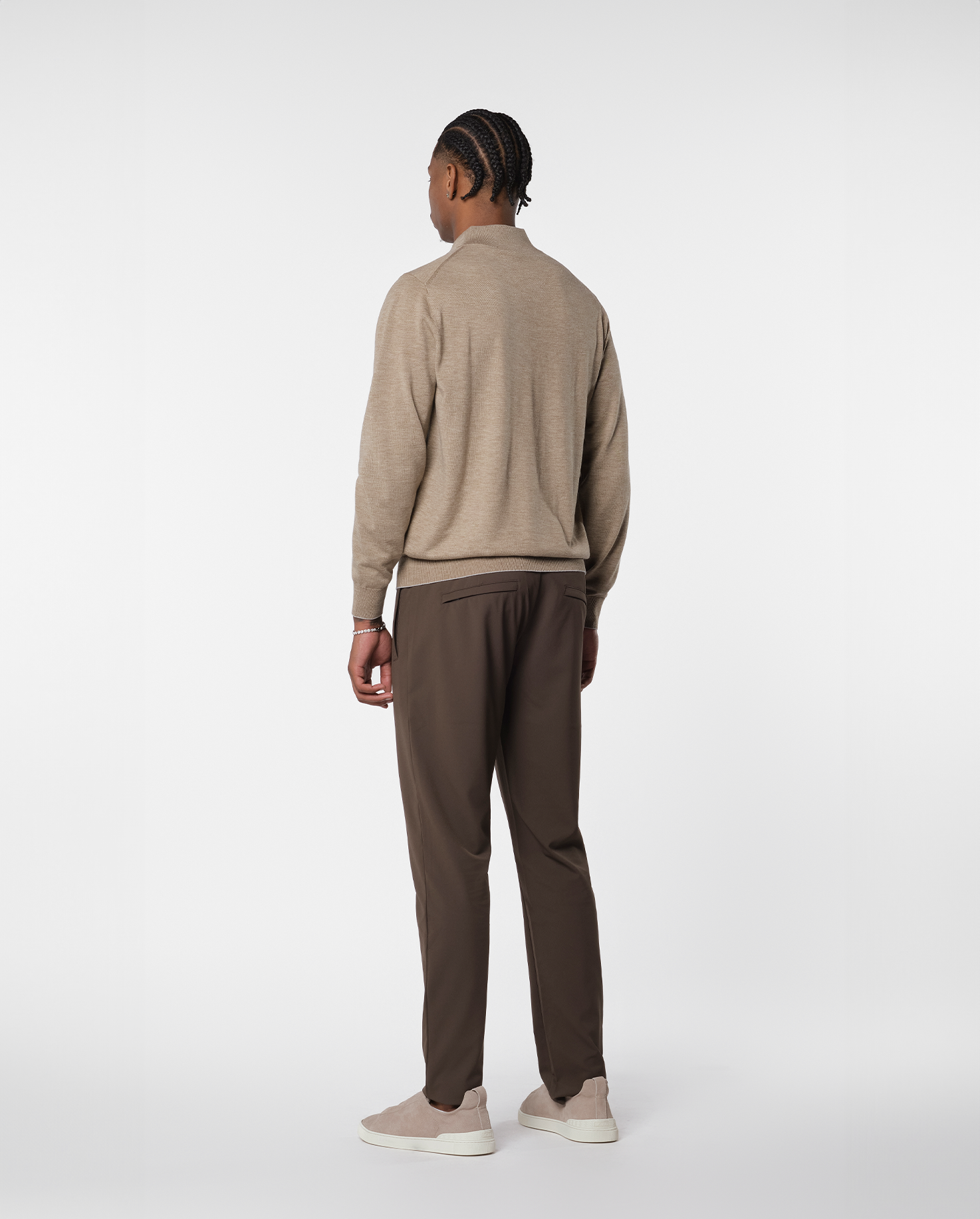 CASHWOOL HALFZIP SWEATER - BEIGE