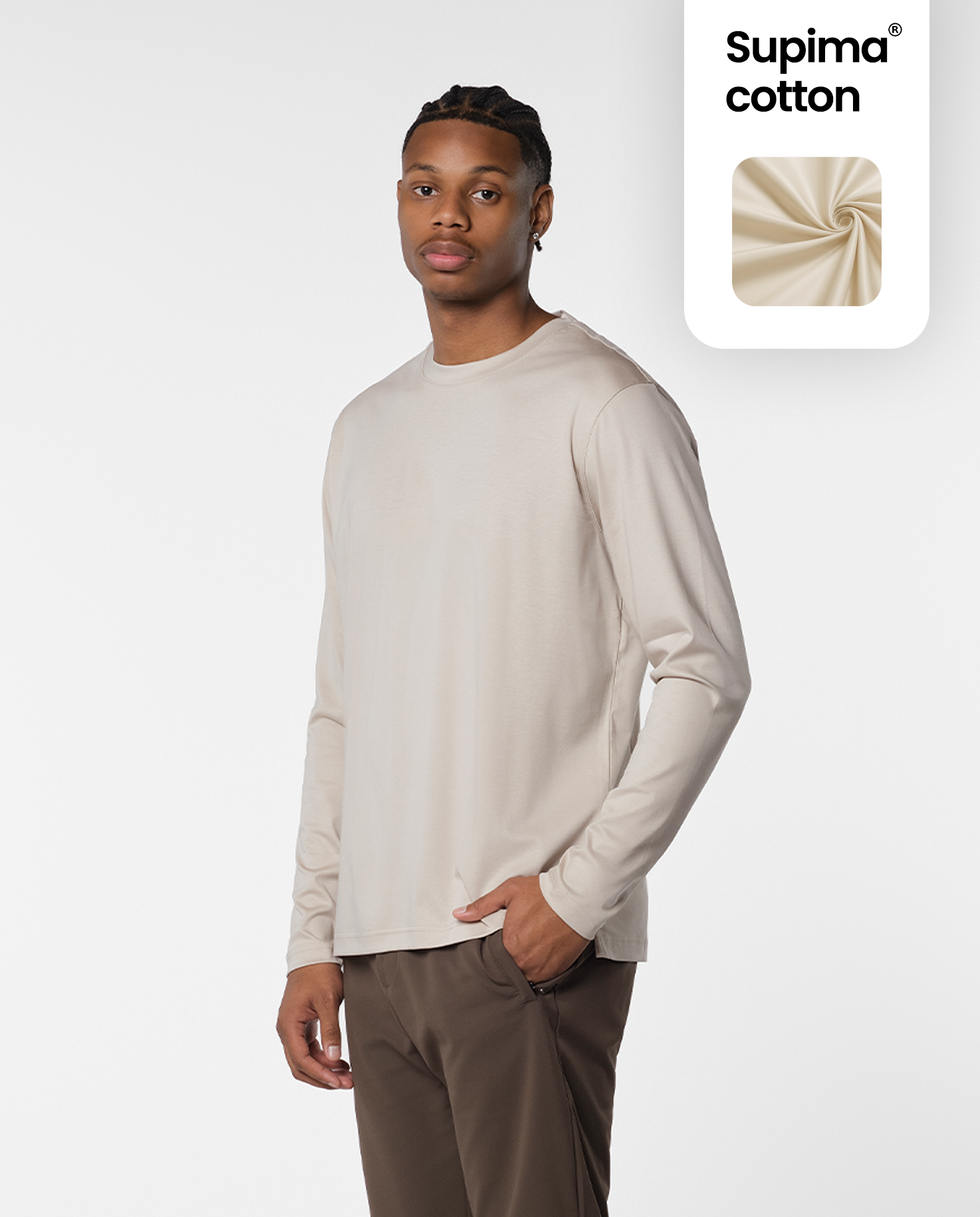 LUXE L/S T-SHIRT - BEIGE