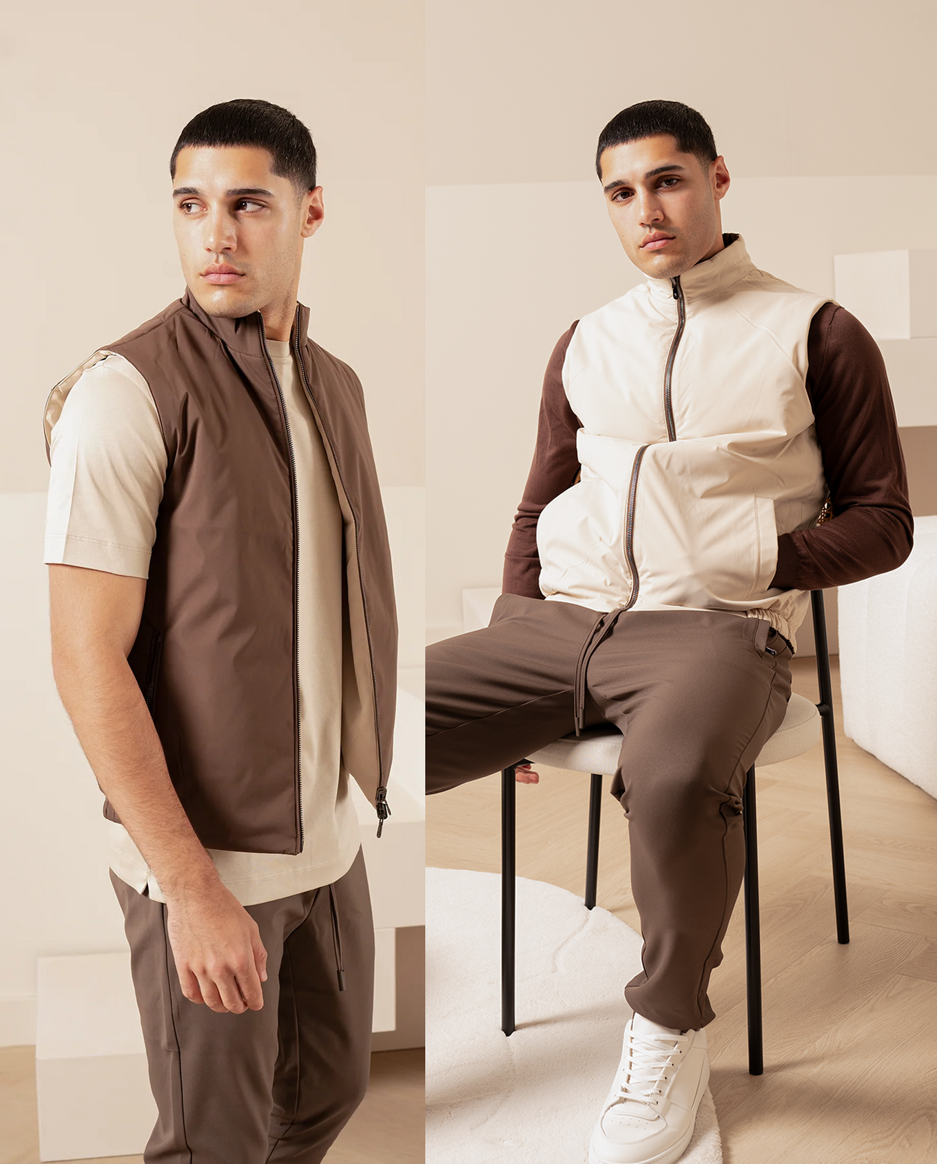 REVERSIBLE VEST - EBONY/BEIGE