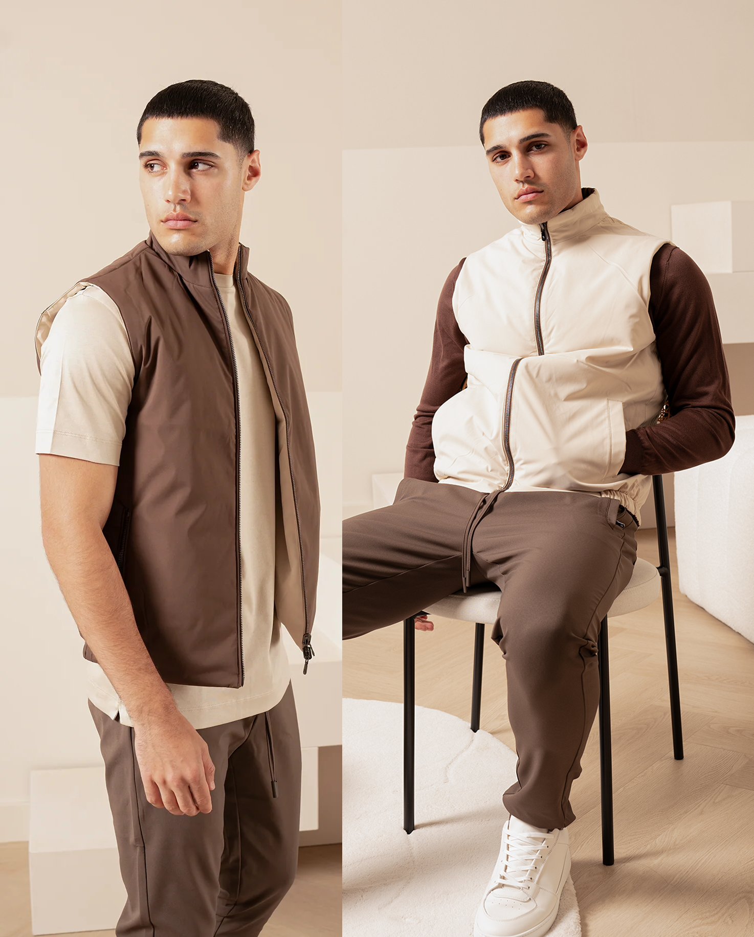 REVERSIBLE VEST - EBONY/BEIGE