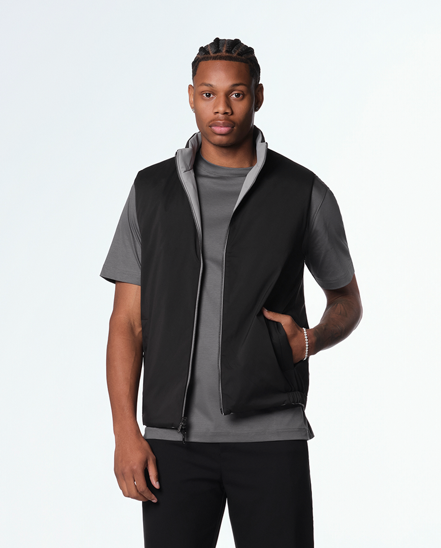 REVERSIBLE VEST - BLACK/GREY