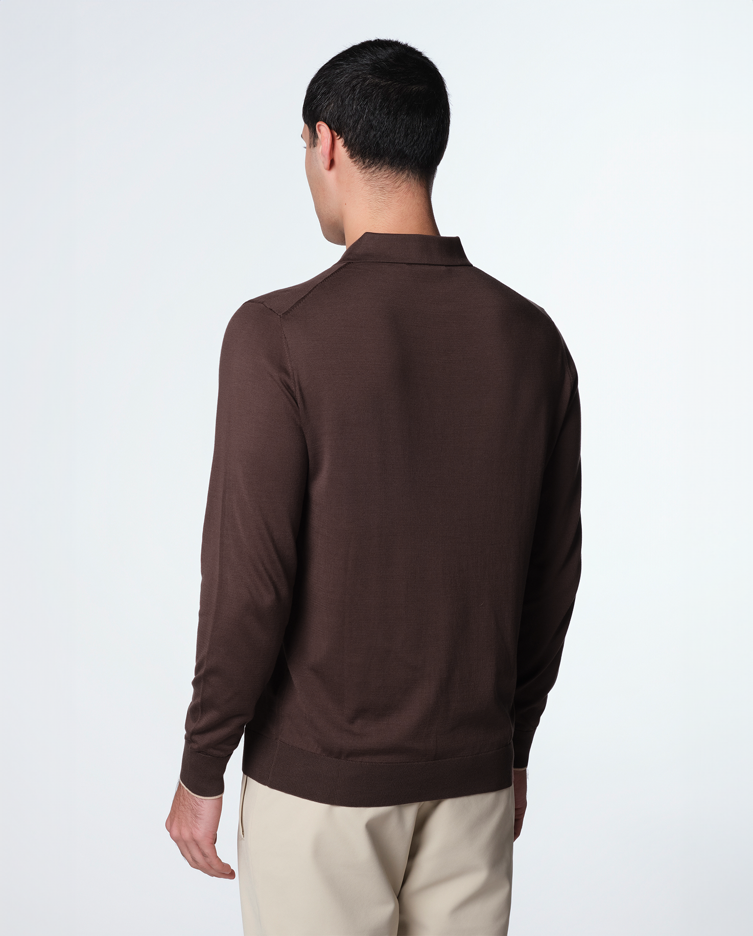 KNIT LS POLO - EBONY