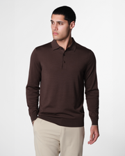 KNIT LS POLO - EBONY