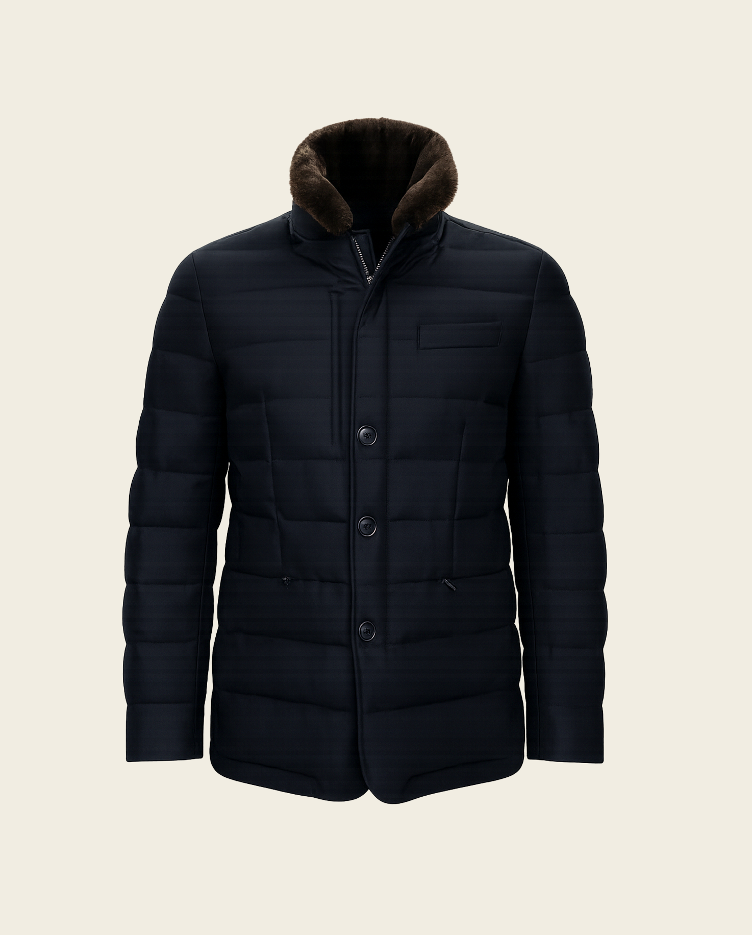 FURNECK DOWN COAT - NAVY