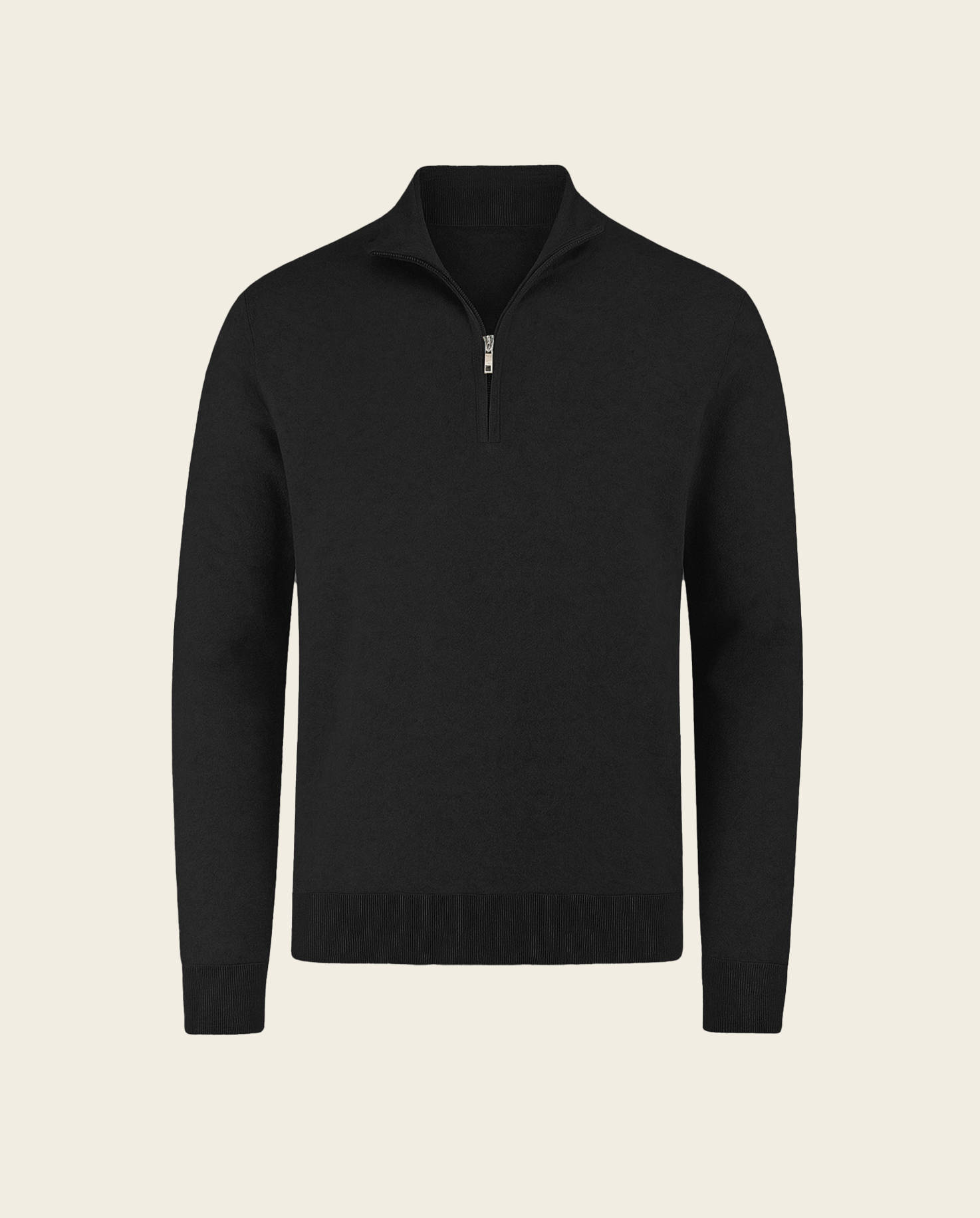 CASHWOOL HALFZIP SWEATER - BLACK