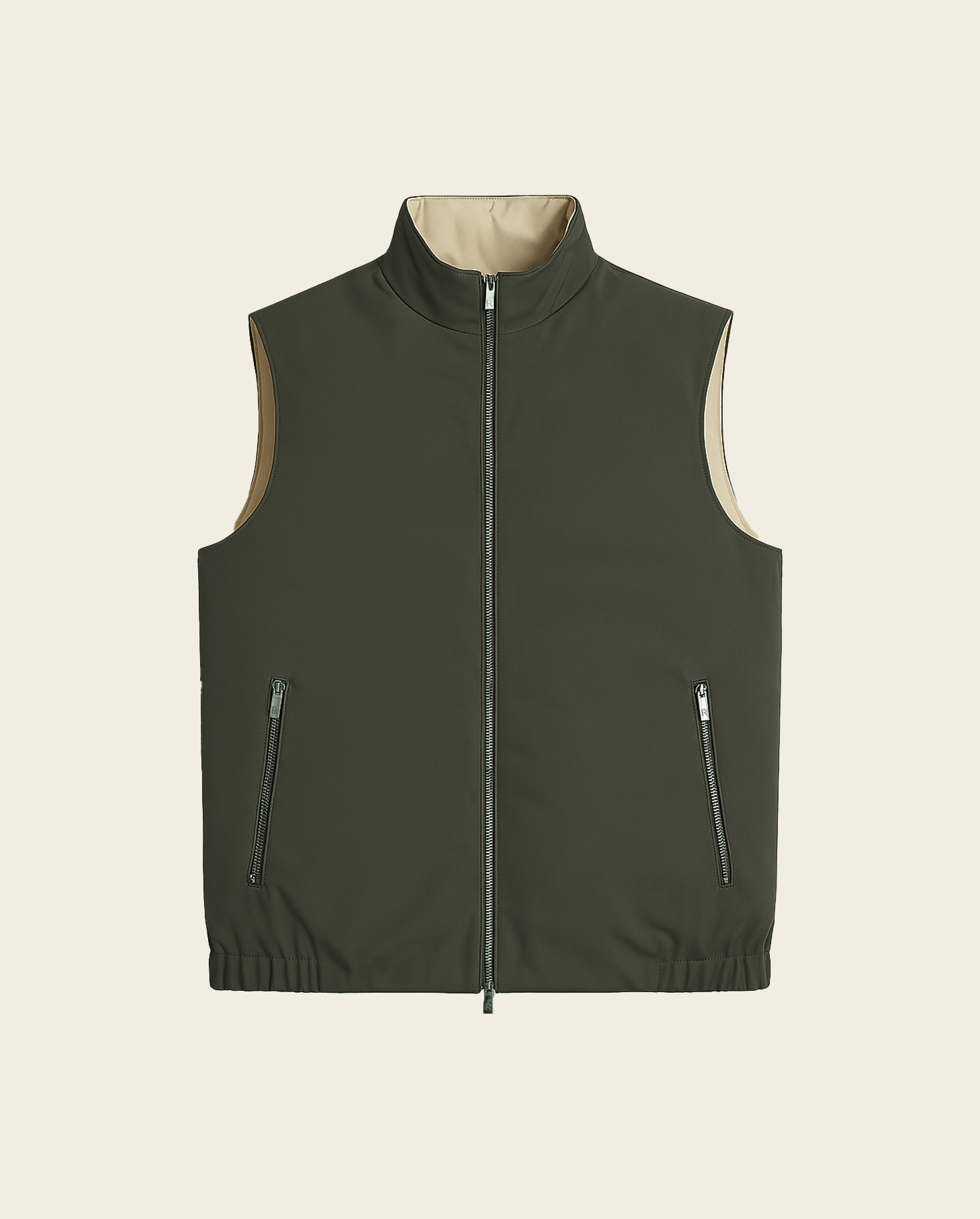 REVERSIBLE VEST - GREEN/BEIGE