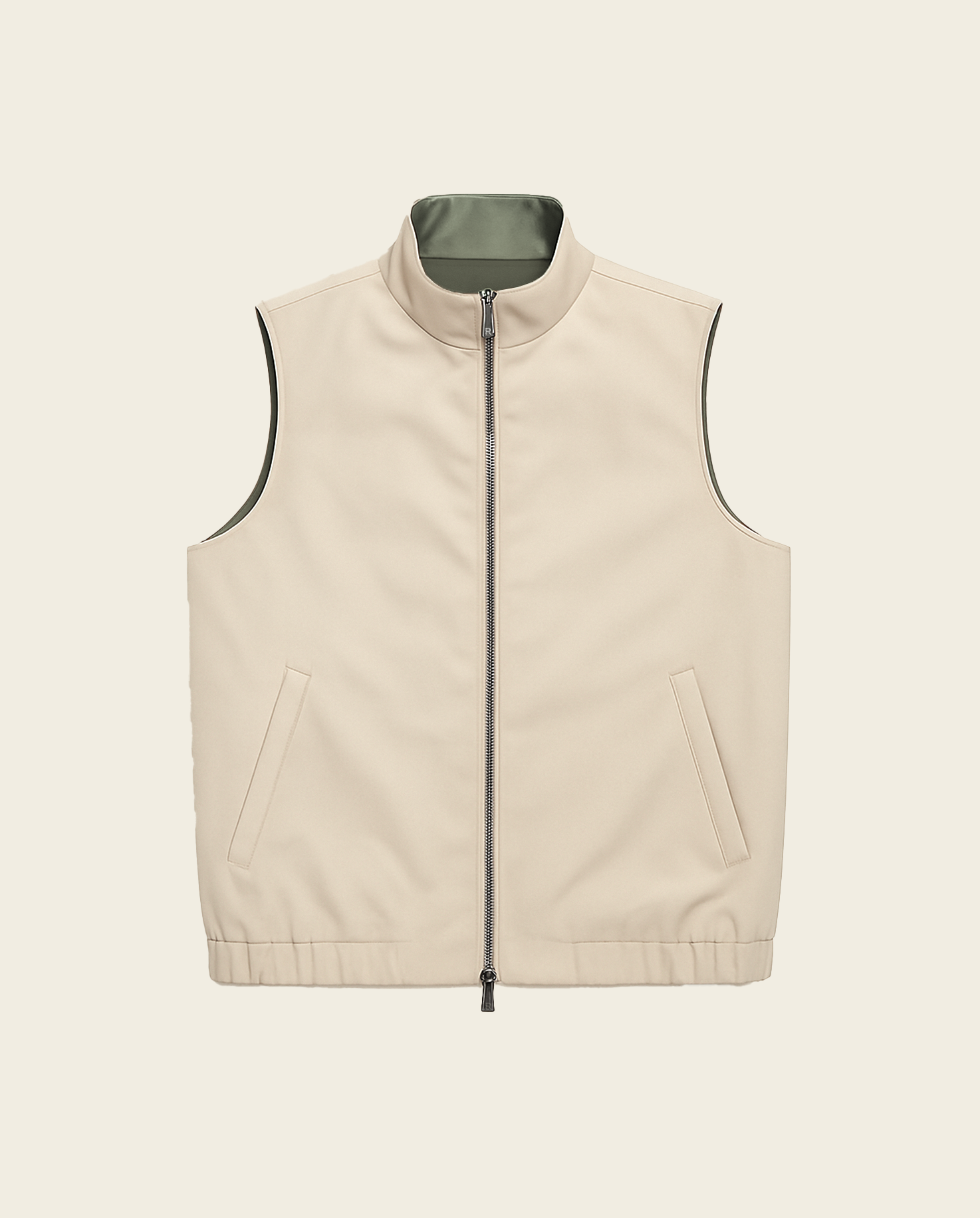 REVERSIBLE VEST - GREEN/BEIGE